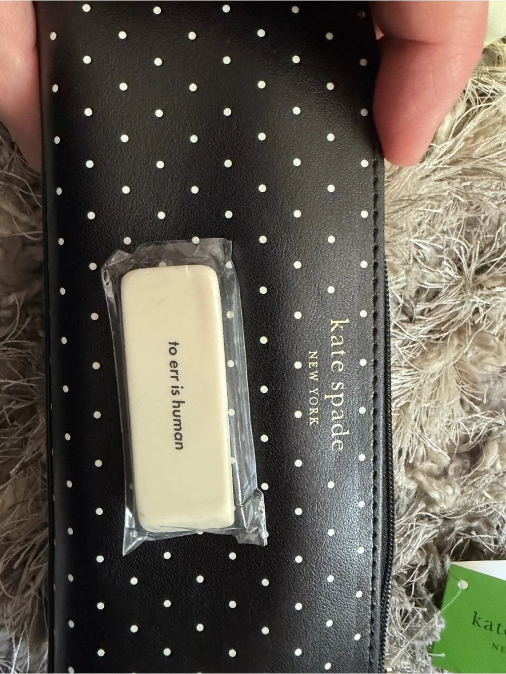 NWT kate spade Black with White Polka Dot Pencil Case